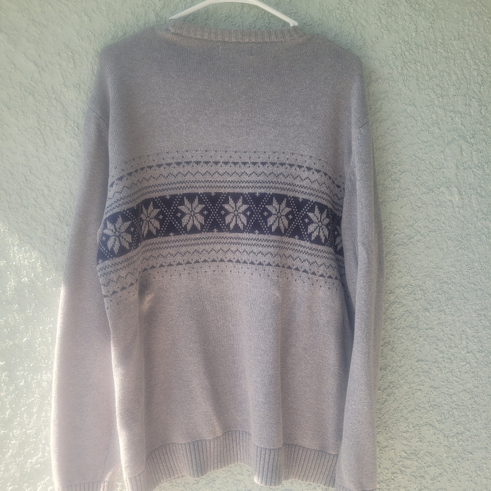 NAUTICA Crewneck Sweater Mens Graphic Sweater Ski Snowflake Nordic Gray - Picture 5 of 6